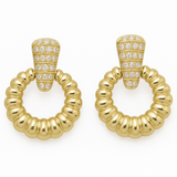 .21ct G SI 14K Yellow Gold Diamond Fashion Scalloped Hoop Earrings