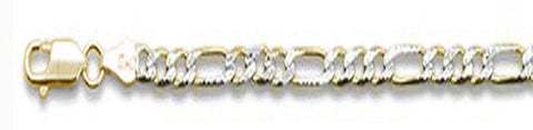<span>CLOSEOUT 20% OFF! </span> 300-11MM Yellow Gold Plated Pave Figaro Chain .925  Solid Sterling Silver Available in 8"- 32" inches