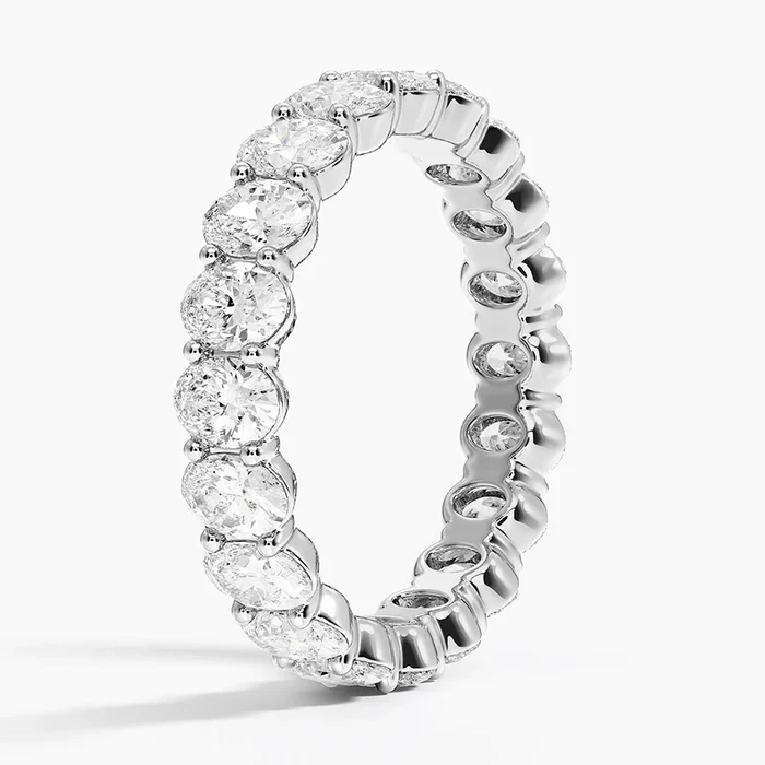 <span style="color:purple">¡ESPECIAL!</span> 2.96ct G SI Anillo de banda de eternidad de diamantes ovalados de oro blanco de 14K Talla 6.5