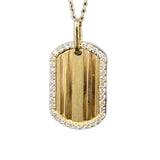 <span style="color:purple">¡ESPECIAL!</span>.50ct G SI 14K Oro Amarillo Diamante Medallón Placa Militar Dije Collar 18" de Largo
