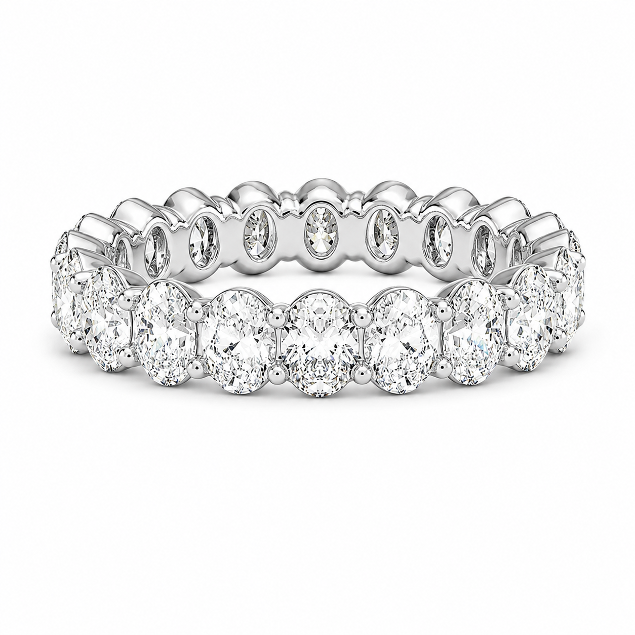 <span style="color:purple">SPECIAL!</span> 3.73ct G SI 14K White Gold Oval Diamond Eternity Band Ring Size 6.5
