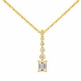 .31ct G SI 14K Yellow Gold Diamond Radiant Cut Diamond Drop Journey Solitiare Pendant 18" Long