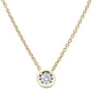 .10ct 14k Yellow Gold Diamond Solitaire Drop Bezel Pendant Necklace 18"