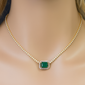 <span style="color:purple">SPECIAL!</span> 3.79ct G SI 14K Yellow Gold Diamond & Natural Green Emerald Gemstone Necklace