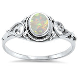  Lab Created White Opal Antique Filigree Braided Ring