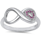 Infinity Ring with Ruby CZ Stones .925 Sterling Silver