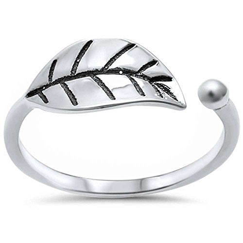  Sterling Silver Plain Leaf Ring