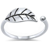  Sterling Silver Plain Leaf Ring