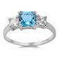 <span>CLOSEOUT! </span> Princess Cut Simulated Aquamarine & Cubic Zirconia .925 Sterling Silver Ring