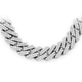 7MM 4.26ct G SI 14K White Gold Diamond Square Cuban Necklace 18"