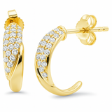.31ct G SI 14K Yellow Gold Round Diamond Half Hoop Earrings