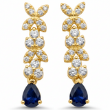 .66ct G SI 14K Yellow Gold Diamond & Blue Sapphire Gemstone Drop Earrings