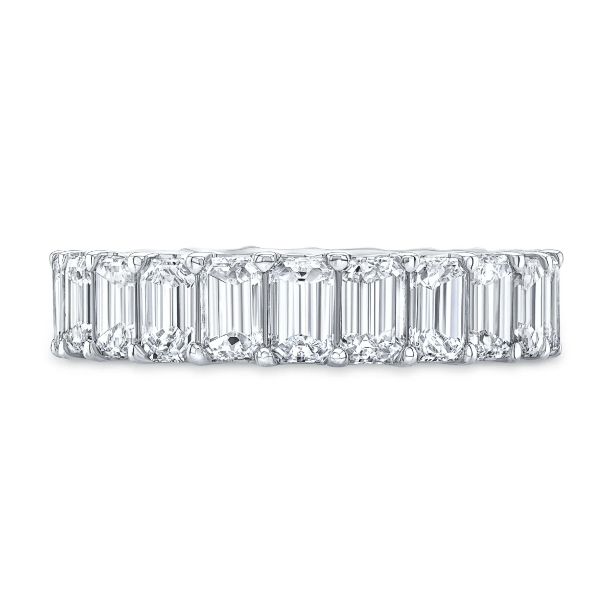 <span style="color:purple">SPECIAL!</span> 3.14ct G SI 14kt White Gold Emerald Cut Diamond Eternity Band Ring Size 6.5