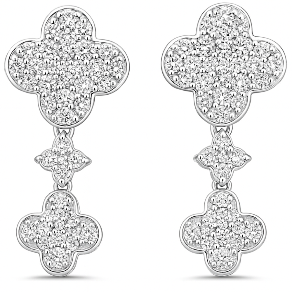 .51ct G SI 14K White Gold Diamond Clover Drop Earrings