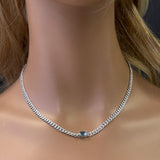 2.46ct G SI 14K White Gold Aquamarine Gemstone & Diamond Cuban Necklace 13+3" Long