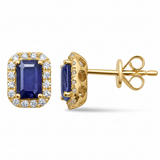 <span style="color:purple">SPECIAL!</span> 1.59ct G SI 14KT Yellow Gold Diamond & Blue Sapphire Gemstone Earrings