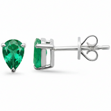 .79ct G SI 14K White Gold Pear Shape Emerald Gemstone Earrings