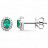 .40ct G SI 14K White Gold Diamond & Emerald Gemstone Earrings