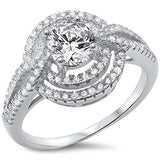 Fine Solitaire Cubic Zirconia & Pave Cubic Zirconia .925 Sterling Silver Ring