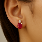 1.04ct G SI 14K Yellow Gold Diamond & Ruby Gemstone Drop Earrings