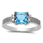 <span>CLOSEOUT!</span>Princess Cut Aquamarine & Cubic Zirconia .925 Sterling Silver Ring