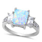 <span>CLOSEOUT!</span> Radiant Cut White Opal & Cz .925 Sterling Silver Ring