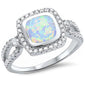 <span>CLOSEOUT!</span> Beautiful White Fire Opal & Sparkling Cubic Zirconia .925 Sterling Silver Ring