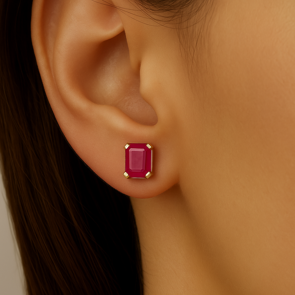 2.51ct G SI 14K Yellow Gold Ruby Gemstone Stud Earrings