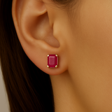 2.51ct G SI 14K Yellow Gold Ruby Gemstone Stud Earrings