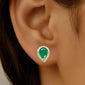 <span style="color:purple">SPECIAL!</span>1.43ct G SI 14K Yellow Gold Diamond & Emerald Gemstone Pear Teardrop Stud Earrings