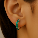 .54ct 14K Yellow Gold Emerald Gemstone Hoop Earrings