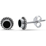  Black Onyx Stud.925 Sterling Silver Earring