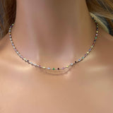 <span>DIAMOND CLOSEOUT! </span> 3.51ct G SI 14K White Gold Multi Color Gemstones Necklace 16" Long