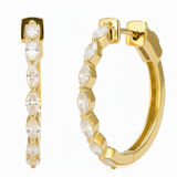 .95ct G SI 14kt Yellow Gold Marquise Cut Diamond Hoop Earrings