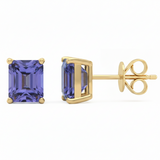 3.16ct 14kt Yellow Gold Tanzanite Gemstone Stud Earrings