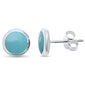 <span>CLOSEOUT! </span> Turquoise Button Stud .925 Sterling Silver Earring