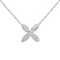 .16ct G SI 14K White Gold Diamond Flower Pendant Necklace 16+2" Long