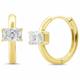 .50ct G SI 14K Yellow Gold Radiant Cut Diamond Hoop Huggie Earrings