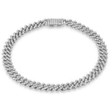 <span style="color:purple">SPECIAL!</span>5mm 1.85ct G SI 14K White Gold Diamond Micro Pave Cuban Square Link Bracelet 8"
