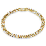 <span style="color:purple">SPECIAL!</span>5mm 2.02ct G SI 14K Yellow Gold Diamond Micro Pave Cuban Square Link Bracelet 8"