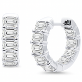 3.64ct G SI 14K White Gold Emerald Cut Diamond Hoop Earrings