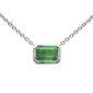 <span style="color:purple">SPECIAL!</span> 1.18ct G SI 14K White Gold Emerald Gemstone Bezel Set Pendant Necklace 18" Long Chain
