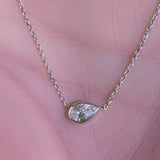 .35ct G SI 14K White Gold Pear Shape Diamond Sideways Pendant Necklace 16+2" Ext