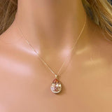 <span style="color:purple">SPECIAL!</span> 8.58ct G SI 14K Rose Gold Diamond & Pear Shape Morganite Gemstone Pendant Necklace 16" Long