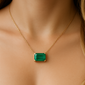<span style="color:purple">SPECIAL!</span> .99ct G SI 14K Yellow Gold Emerald Gemstone Solitaire Pendant Necklace 18" Chain