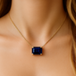 <span style="color:purple">SPECIAL!</span>1.23ct G SI 14K Yellow Gold Blue Sapphire Gemstone Solitaire Pendant Necklace 18" Chain