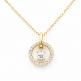 .23ct G SI 14K Yellow Gold Diamond Solitaire Pendant 18" Long