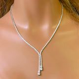 7.74ct G SI 14K White Gold Diamond Drop Lariat Tennis Necklace 16+2" Long