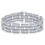 <span>DIAMOND CLOSEOUT! </span> 11.50ct G SI 14KT White Gold Diamond Round & Baguette Bracelet 8.5"