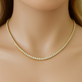 2.98ct G SI 14kt Yellow Gold Round Diamond Tennis Necklace 16" Long